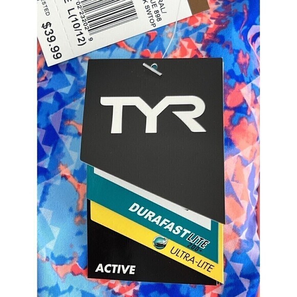 NWT TYR Coral Blue Active Wear Razor Back Workout Bra Swim Top Size L 10/12 - Picture 9 of 11